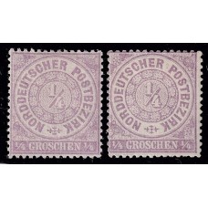 ALEMANIA 1869 CONFEDERACION DE ESTADOS DEL NORTE Yv. 12 y 12a ESTAMPILLAS NUEVAS CON GOMA 60 EUROS